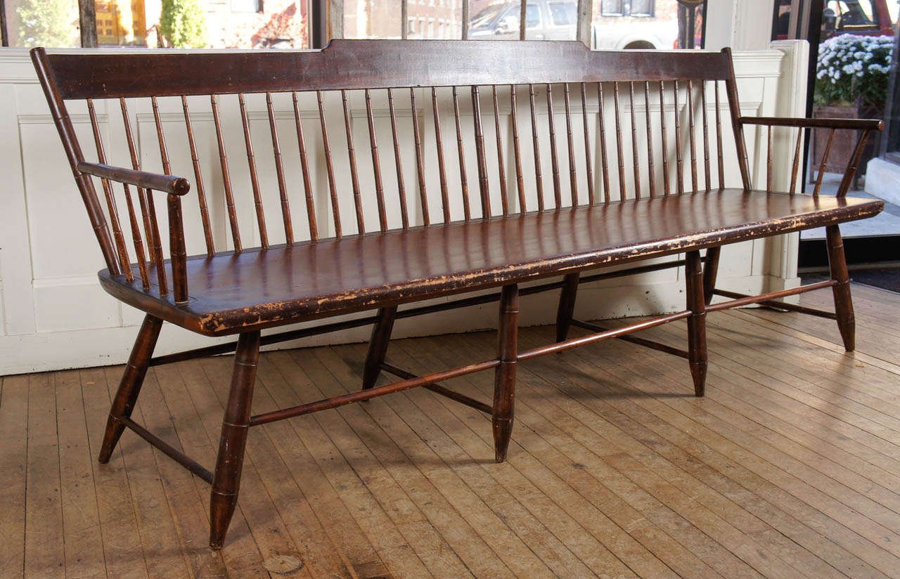 handsome windsor style bench with arms - 20