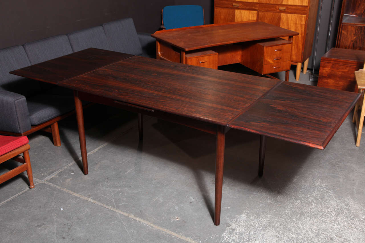 Rosewood Expandable Dining Table from Denmark In Excellent Condition In New York, NY