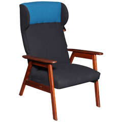 Danish Wingback Armchair, blue