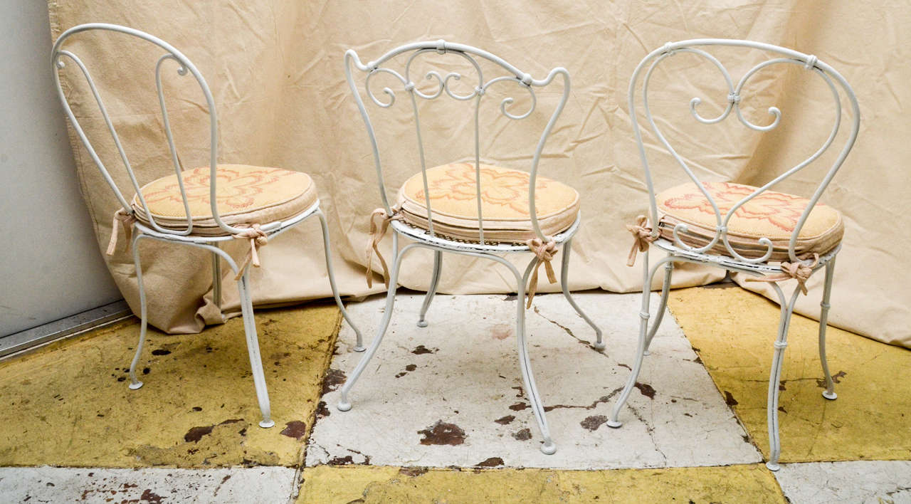 Iron Assembled Set of Six French 19th Century Garden Chairs