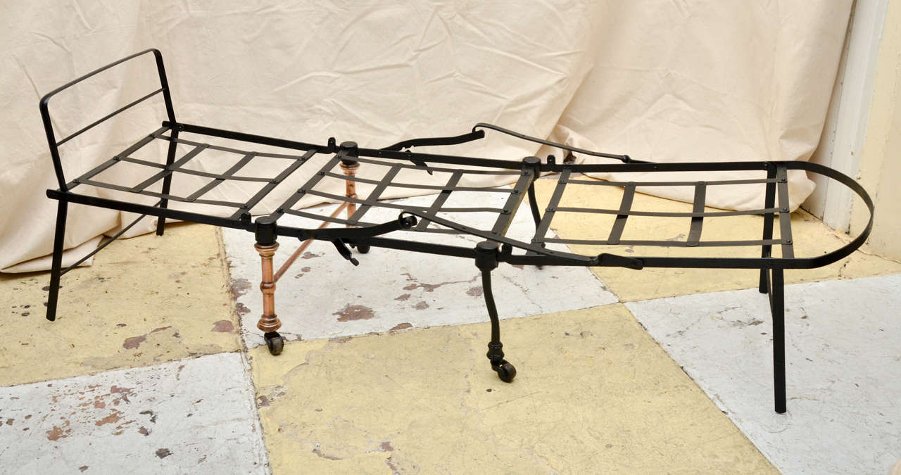 19th Century English Black Painted Campaign Chaise Lounge 3