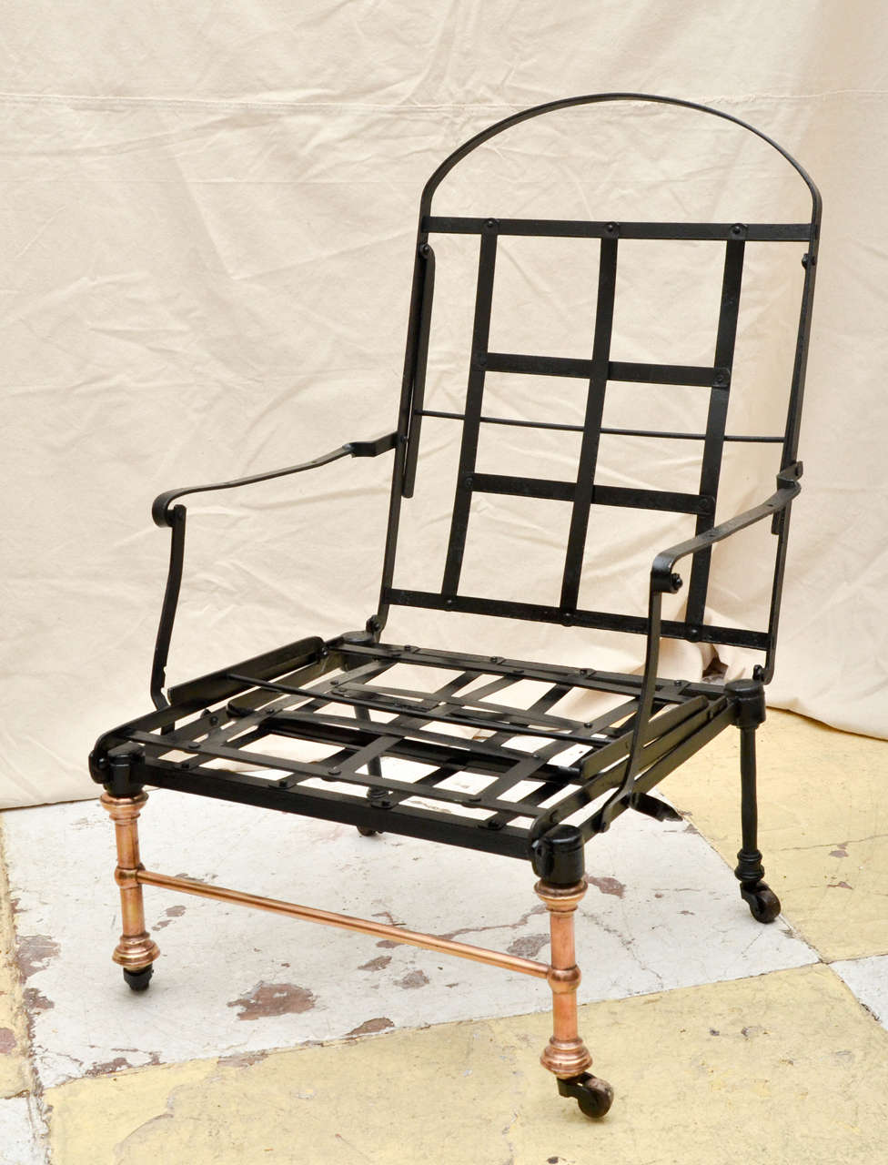 19th Century English Black Painted Campaign Chaise Lounge 4