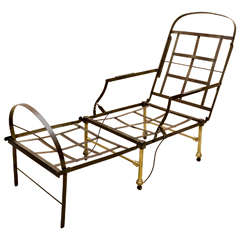 Antique 19th Century English Polished Steel Campaign Chaise Longue