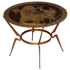 Mid-Century Neoclassical Glass and Gilt Iron Low Table