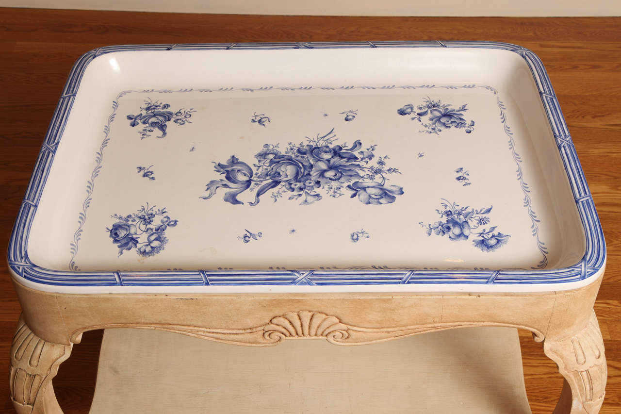 Swedish Rörstrand Blue and White Porcelain Tray Table 3