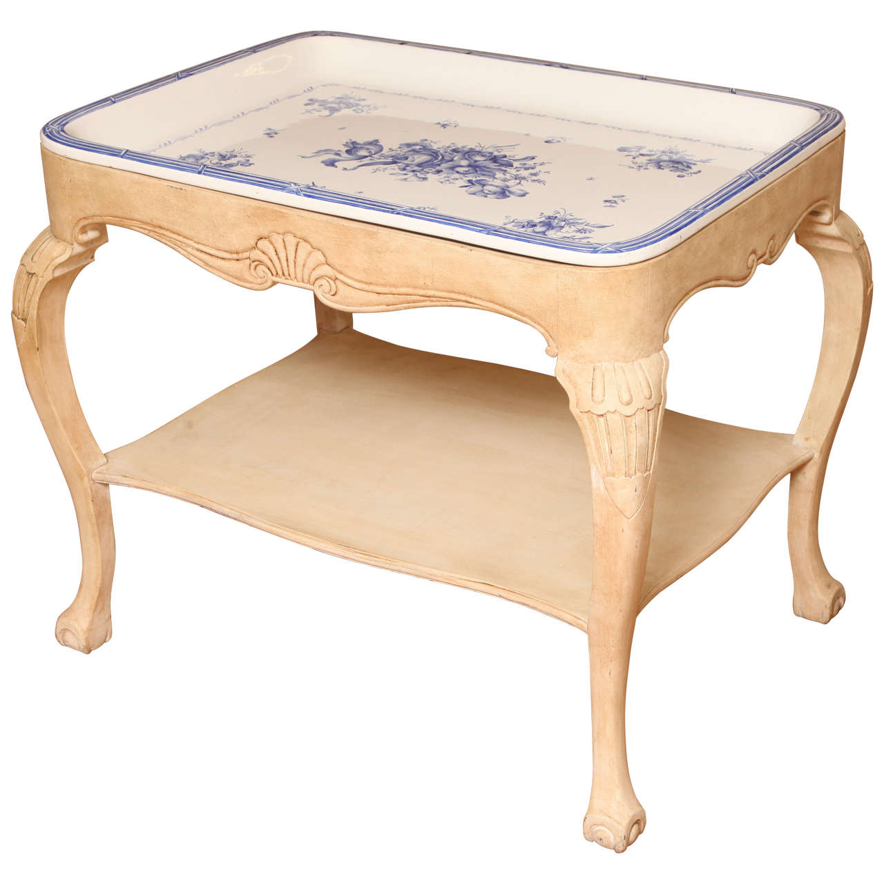 Swedish Rörstrand Blue and White Porcelain Tray Table