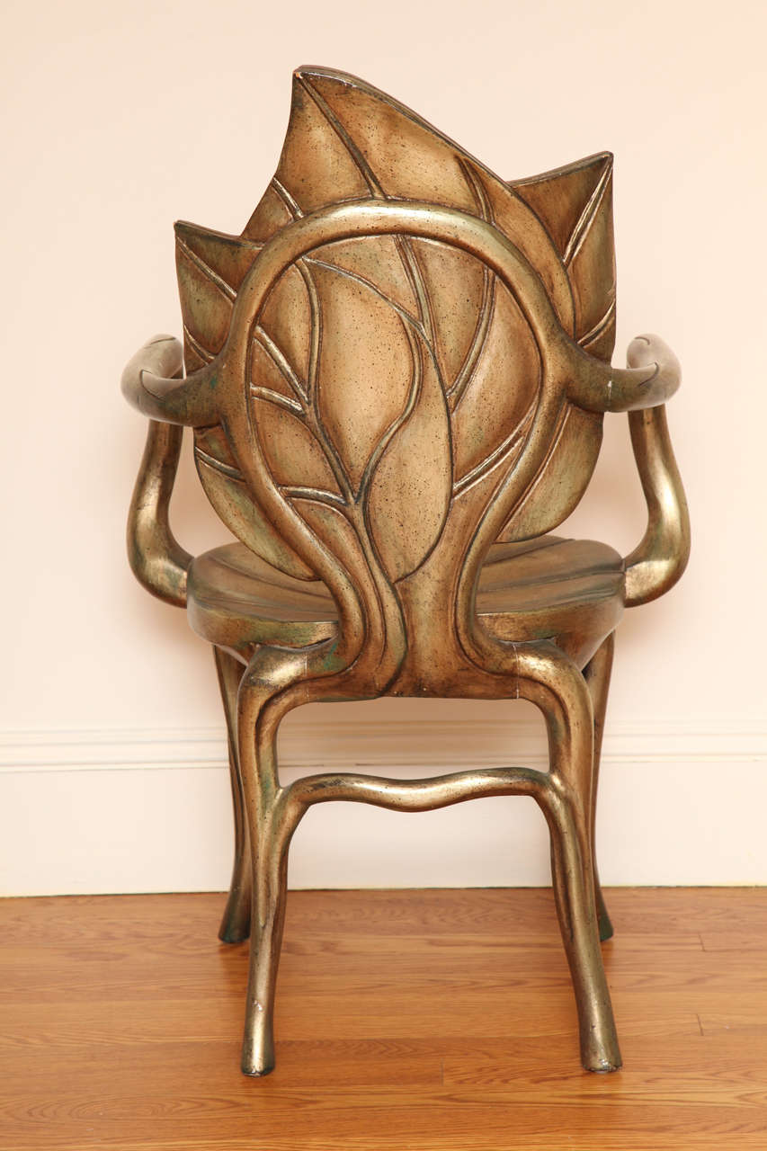 David Barrett Palm Leaf Gilt Armchairs 1