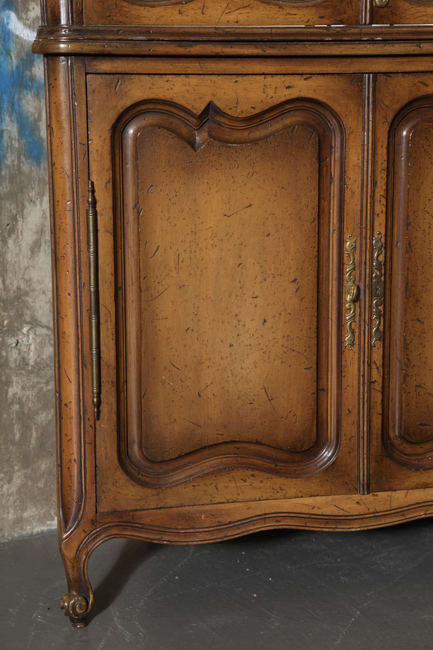 Mid-20th Century Pair of French Provincial Style Walnut Corner Cupboards
