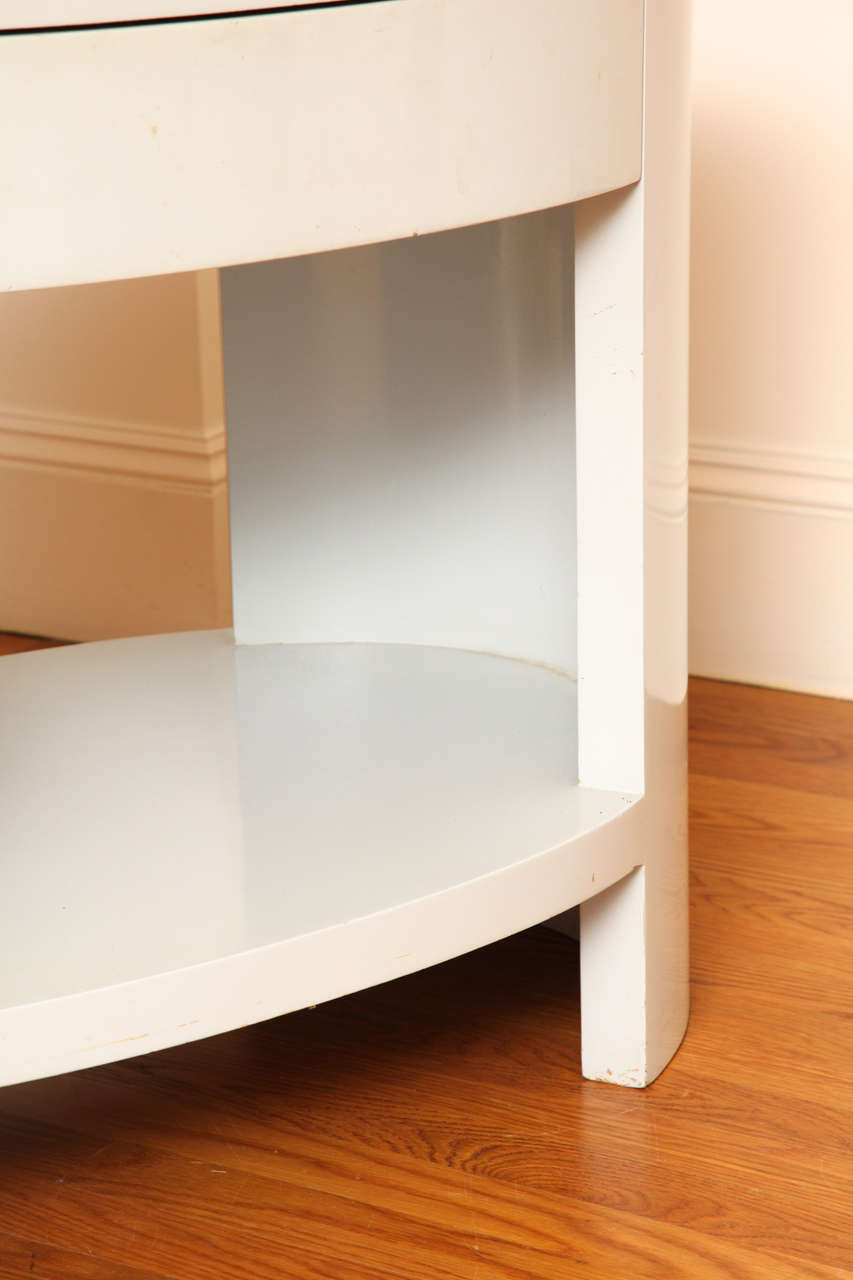 Pair of 1950s Oval Grey Lacquer Nightstands at 1stdibs