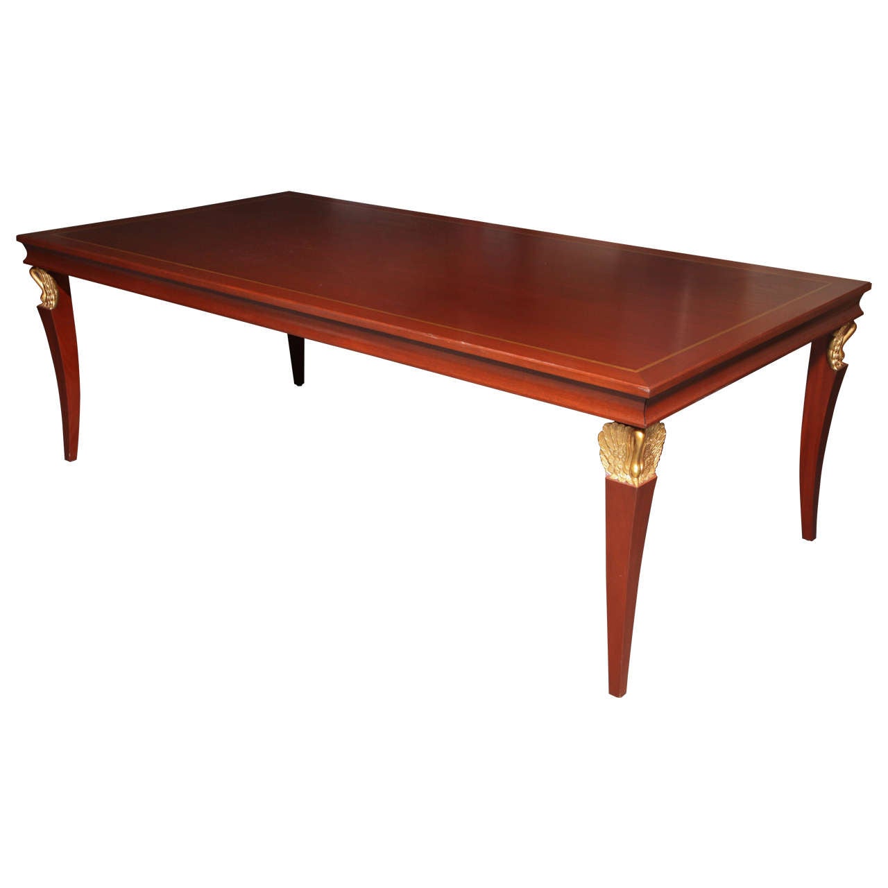 Neoclassical Mahogany and Gilt Extending Dining Table For Sale at 1stDibs
