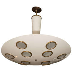 Lumen Italian 1950s Light Fixture with Circular Designs