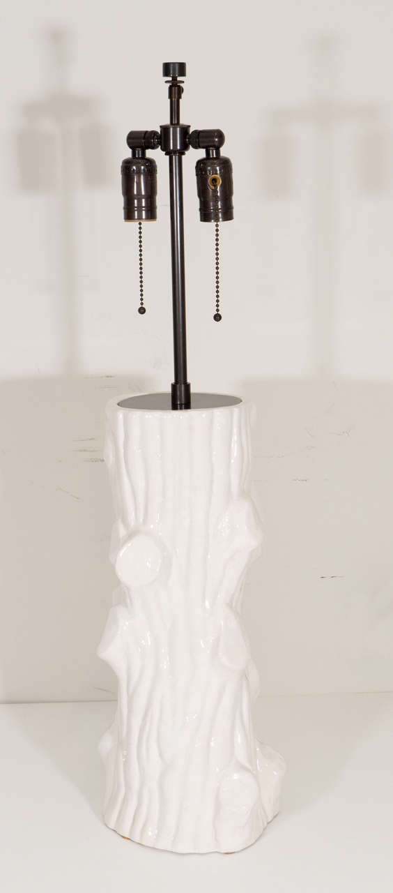 Giovanni Patrini Italian white ceramic tree base lamp, circa 1960s.