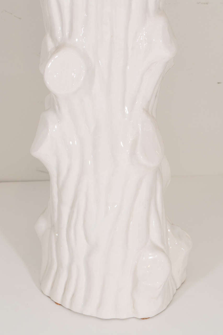 Mid-Century Modern Giovanni Patrini Italian White Ceramic Tree Base Lamp, circa 1960s For Sale