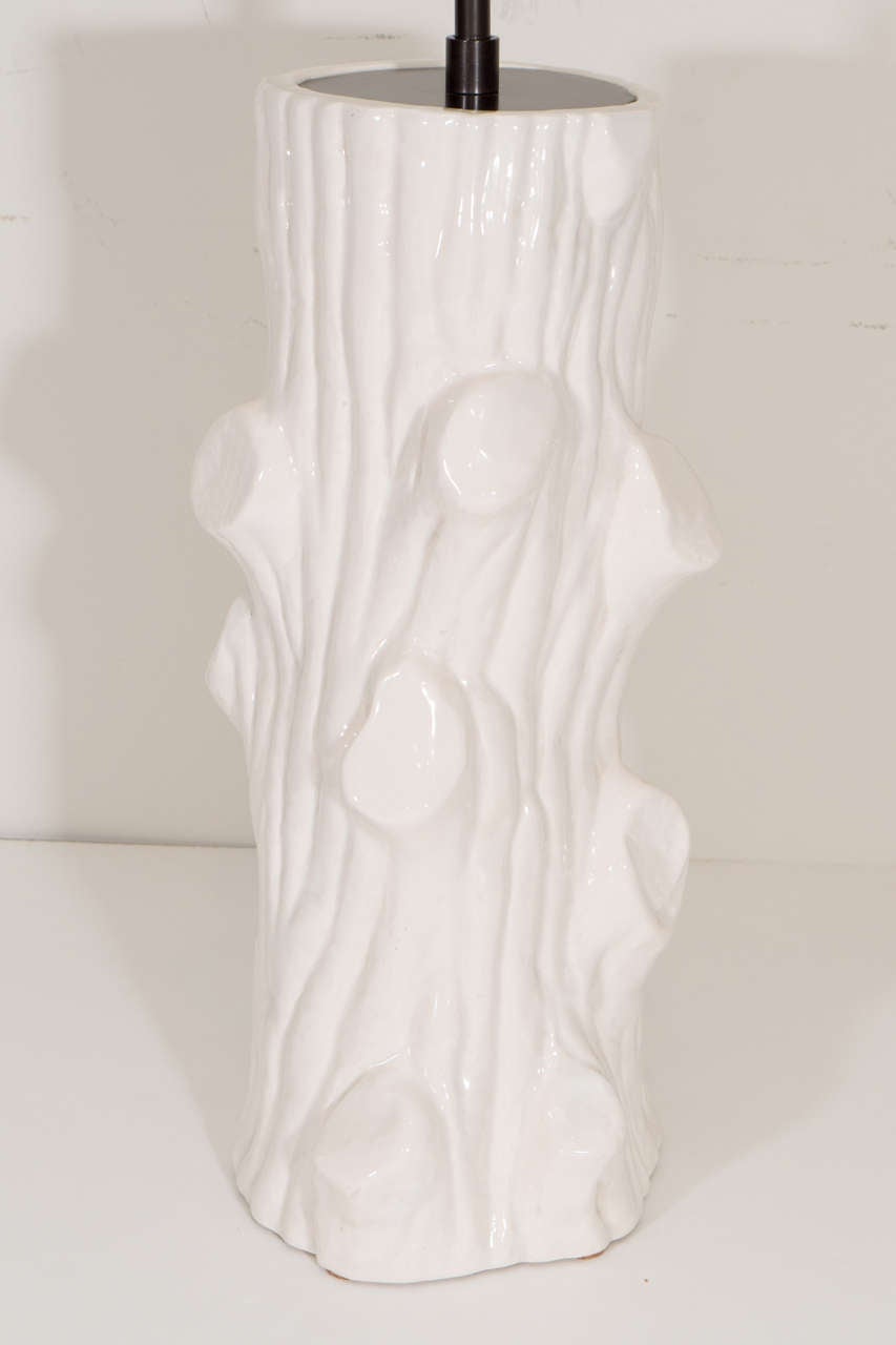 Mid-20th Century Giovanni Patrini Italian White Ceramic Tree Base Lamp, circa 1960s For Sale