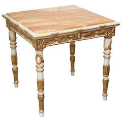 Italian Neoclassic Style Painted and Parcel-Gilt, Siena Marble-Top Side Table 6