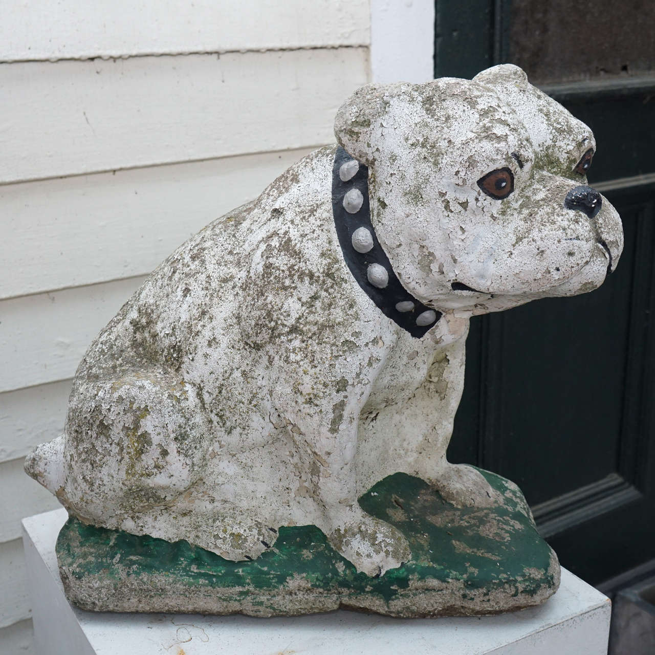 Folk Art English Bulldog Cast Cement Garden Sculpture