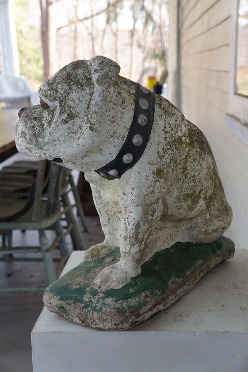 English Bulldog Cast Cement Garden Sculpture In Excellent Condition In Hudson, NY
