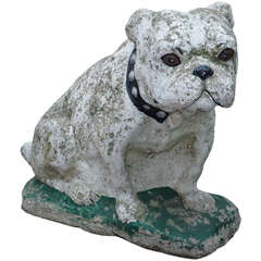Retro English Bulldog Cast Cement Garden Sculpture