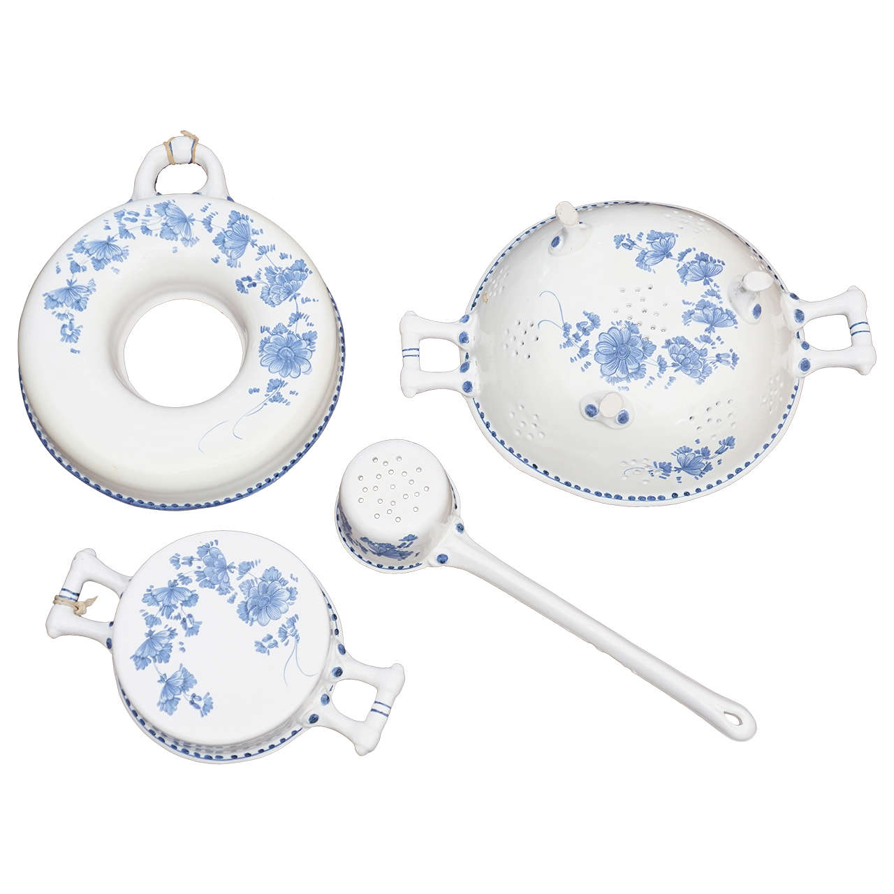 Blue and White Faience Cooking Utensils For Sale