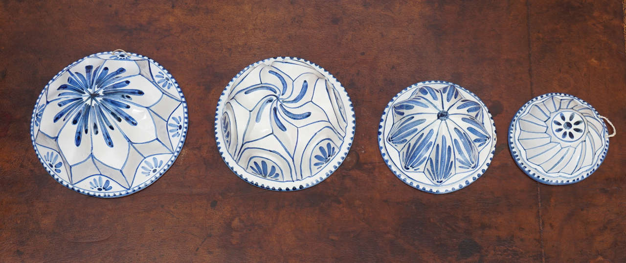 European Four Blue and White Faience Cooking Molds