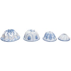 Four Blue and White Faience Cooking Molds