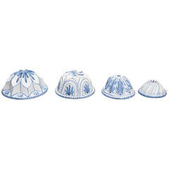 Four Blue and White Faience Cooking Molds 4