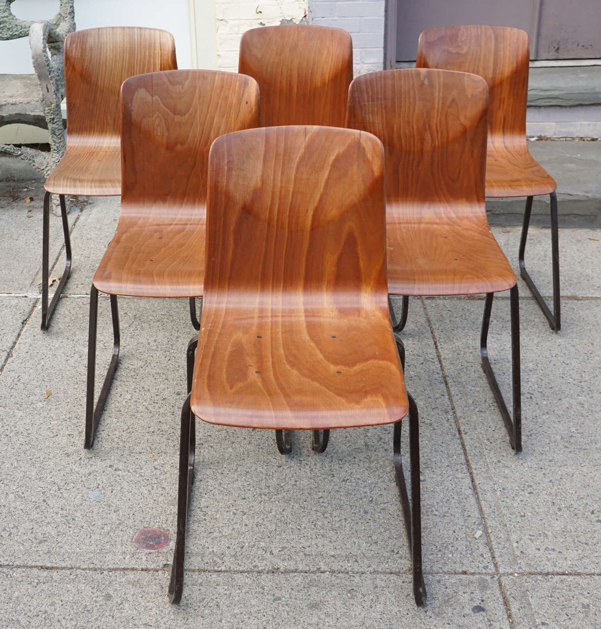 Great Dutch stacking chairs, set of eight available, circa 1960, 275 per chair