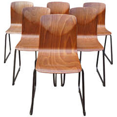 Set of Eight Dutch Stacking Chairs, circa 1960
