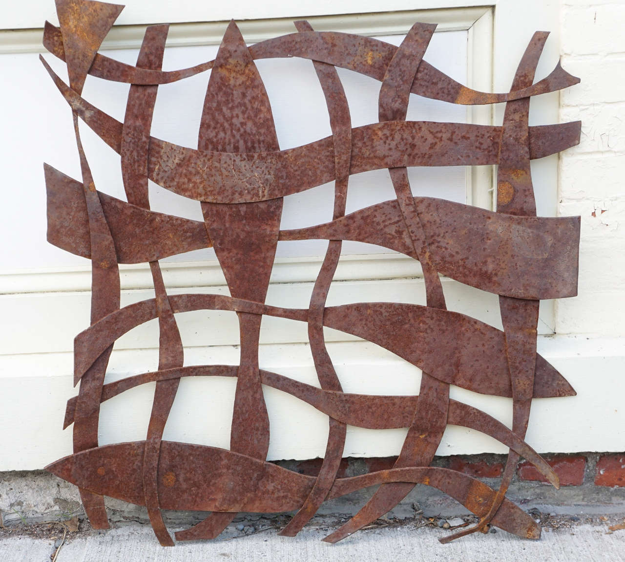 Abstract sculpture, wrought iron wall hanging, circa 1980, Woodstock, NY, Matthew Weinberger. 