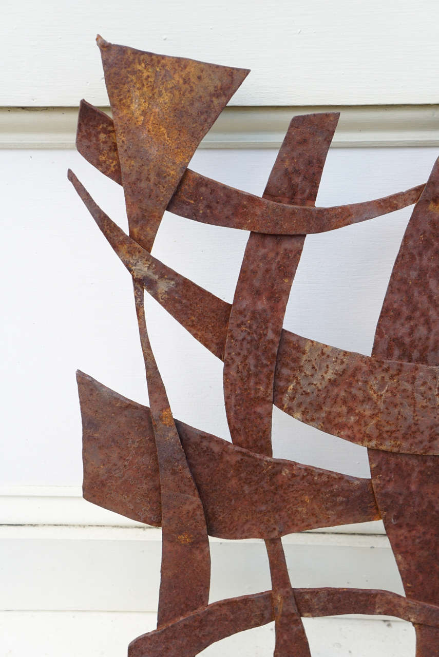North American Abstract Sculpture, Wrought Iron Wall Hanging For Sale