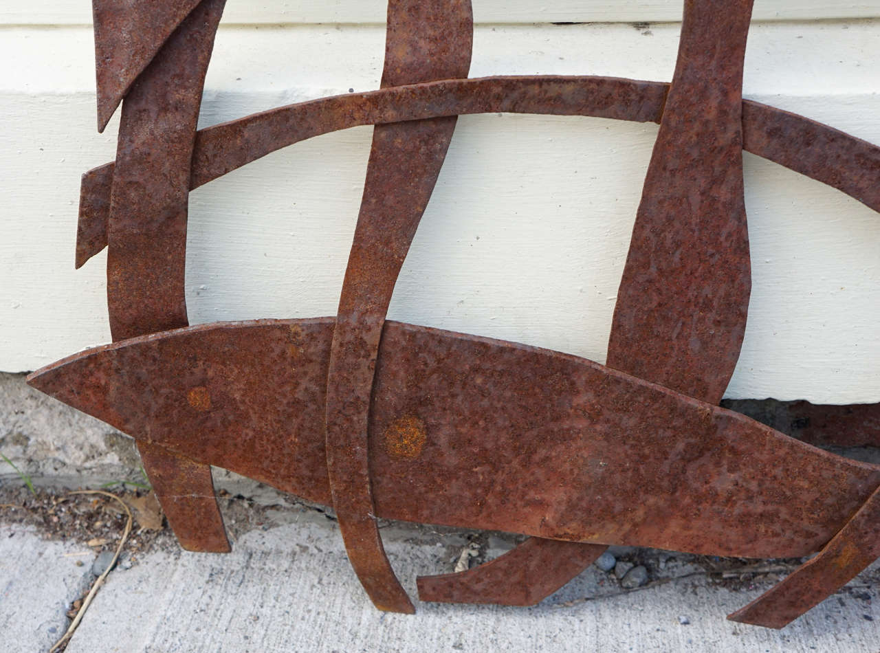 Abstract Sculpture, Wrought Iron Wall Hanging In Good Condition For Sale In Hudson, NY