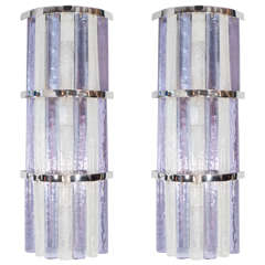 Amethyst and White Vintage Murano Glass Sconces