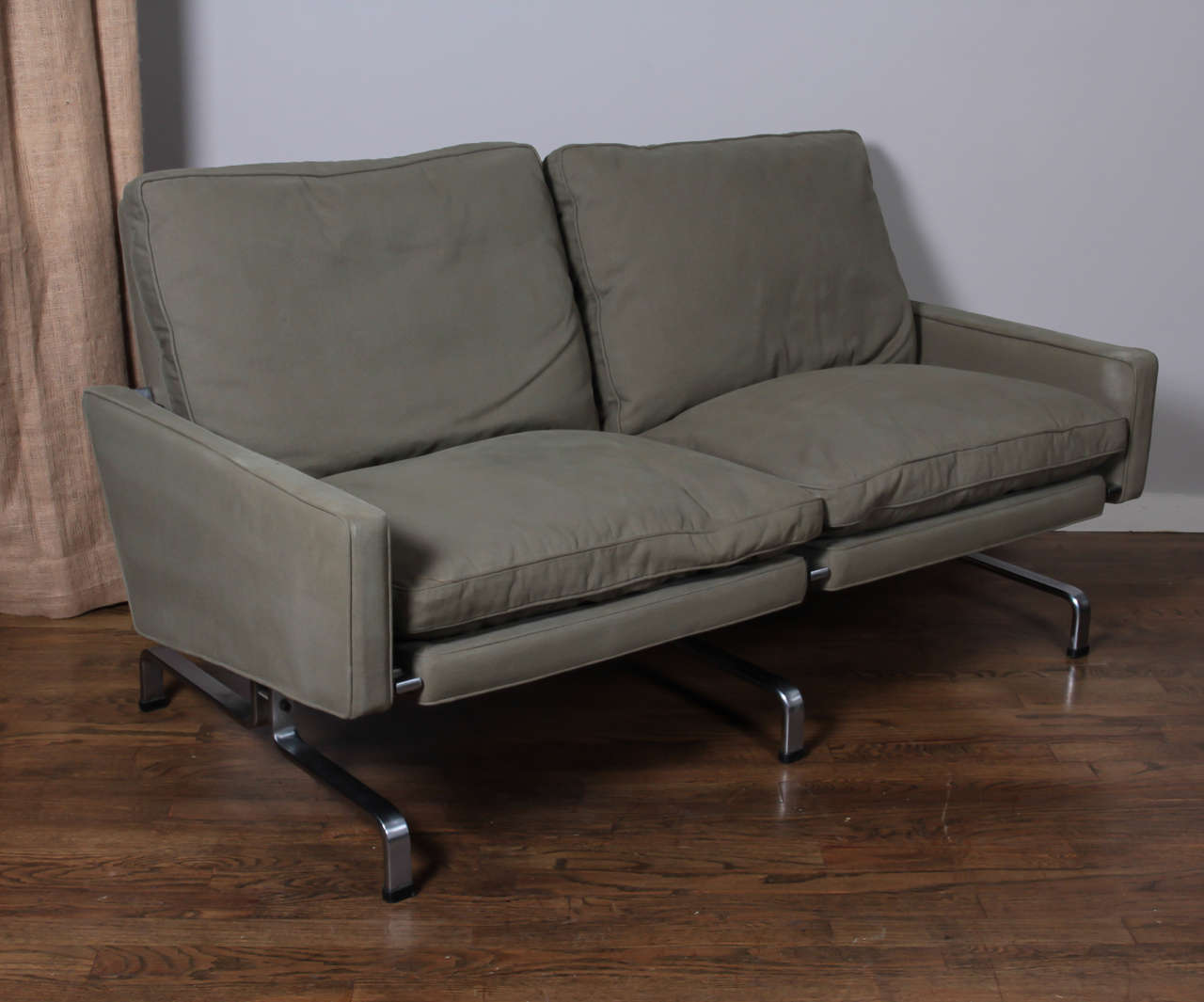Danish Poul Kjaerholm PK31 Two-Seat Sofa, Manufactured by Fritz Hansen