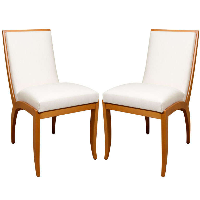 Pair of Modern Oak Dining Chairs For Sale