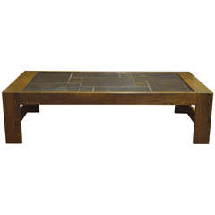 Vintage 1970s French Wenge/Ardoise Coffee Table