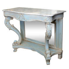 Superb Hand Painted Cream & Blue Console