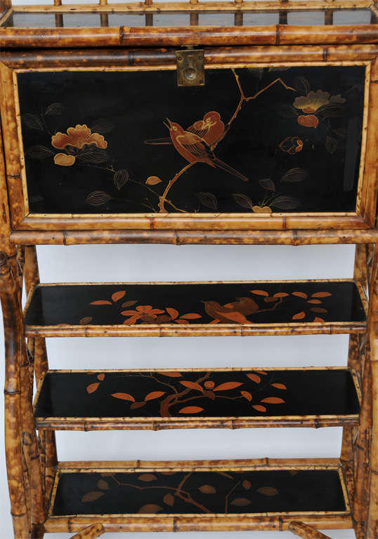 Superb English Bamboo desk with drop front 