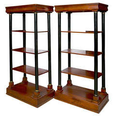 Vintage Pair of Mahogany Etagere Bookcases