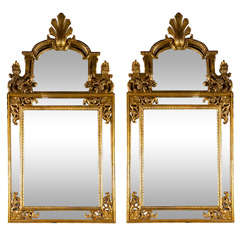 Vintage Pair of Monumental French Gilt Mirrors