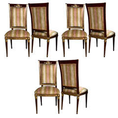 Set of 8 French Empire Style Dining Chairs Stamped Jansen