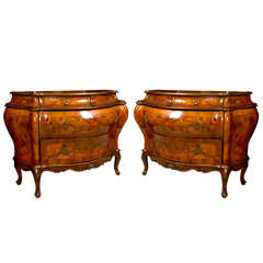 Pair of Continental Bombe Commodes