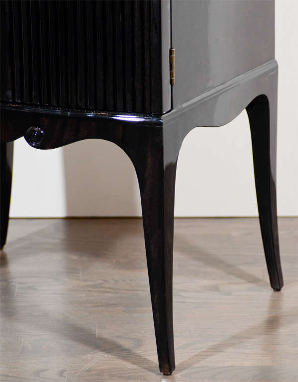 Pair of Hollywood Greek Key Inlay Design Side Tables/Night Stands 3