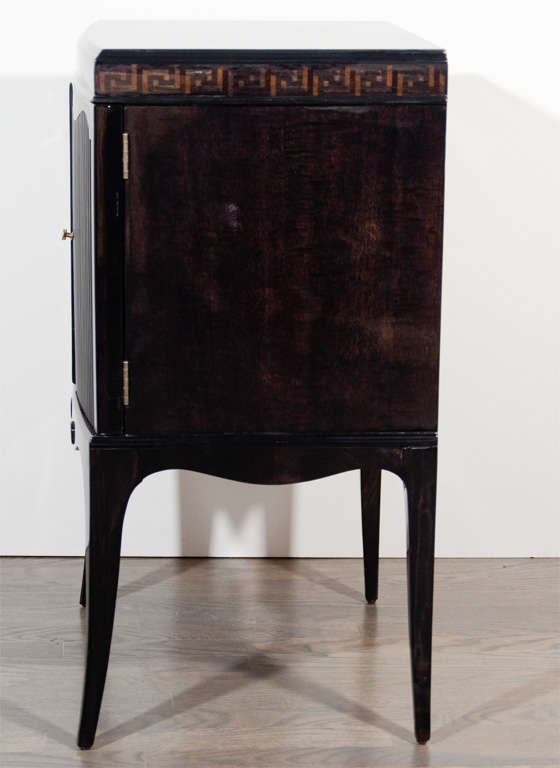 Pair of Hollywood Greek Key Inlay Design Side Tables/Night Stands 4