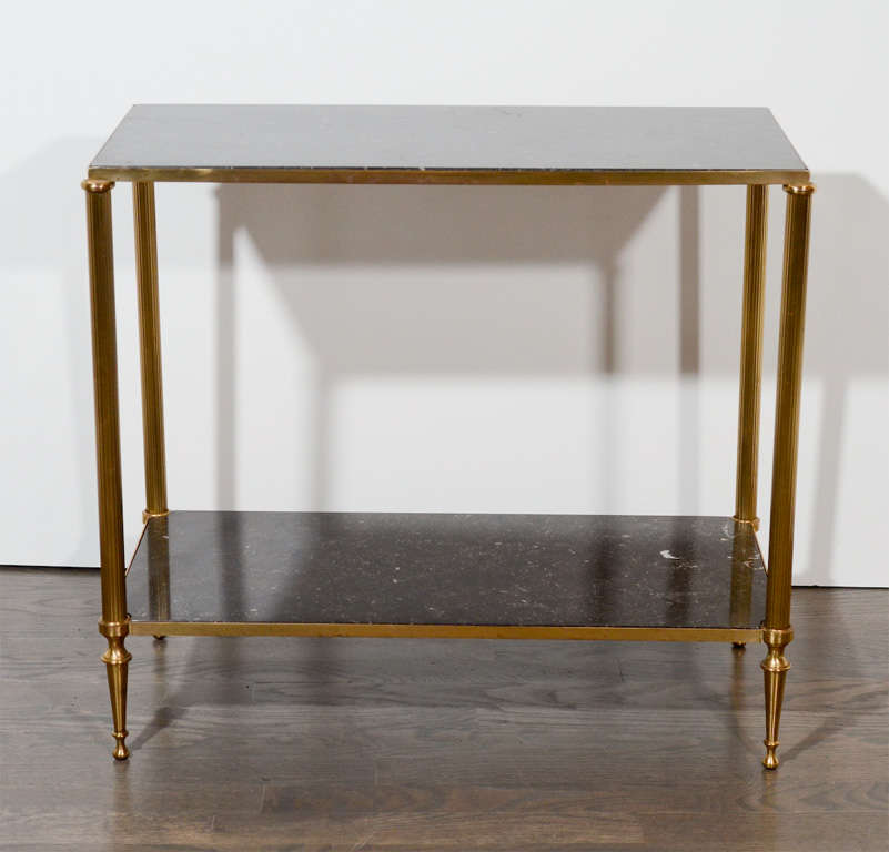 Pair of Exotic Black Marble Side Tables by Jansen