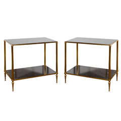 Pair of Exotic Black Marble Side Tables by Jansen