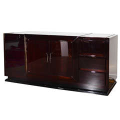 Modernist Mid Century Sideboard with Stylized Nickel Pulls