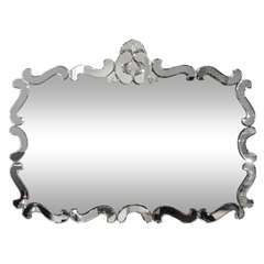 1940s Venetian Style Mirror with Scrolled and Beveled Borders