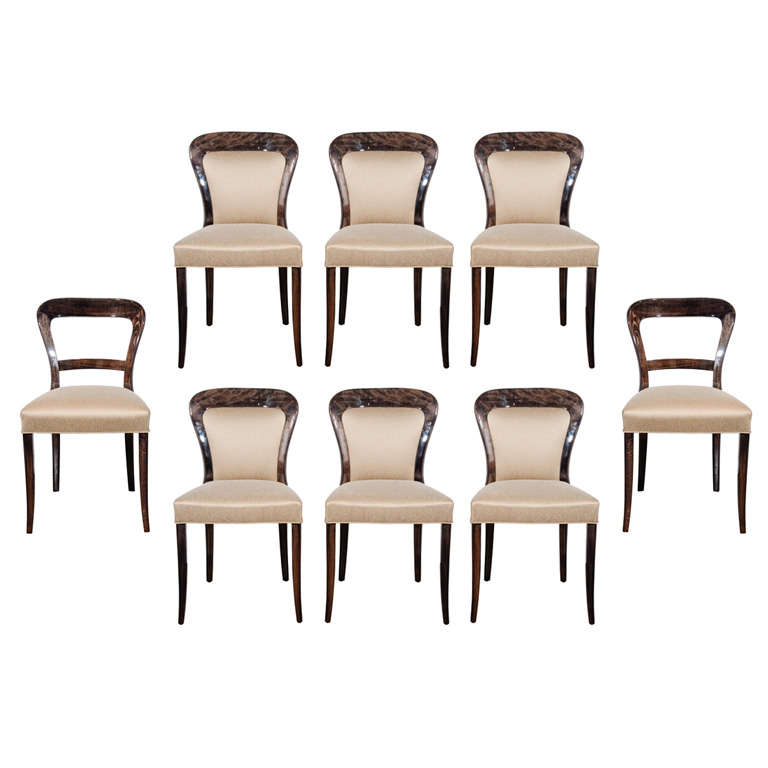 Modernist Set of 8 Arched Back Dining Chairs