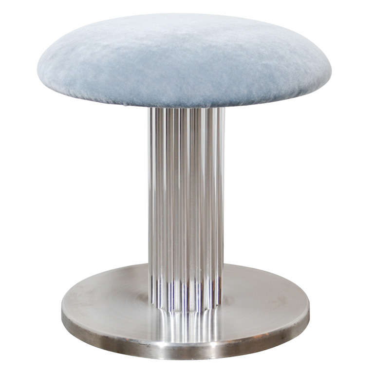 Modernist Swivel Vanity Stool with Fluted Pedestal at 1stDibs