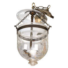 Antique Glass Belljar with Drape and Star Etchings